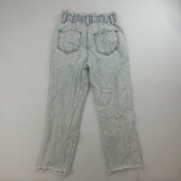 SO Women's Distressed Blue Denim High Rise Mom Jean Size 7/28W Paper Bag Waist - Picture 10 of 11